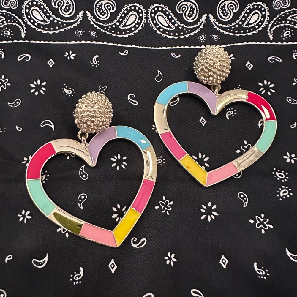Vibrant Multicolor Heart Earrings
